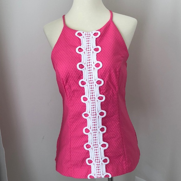 Lilly Pulitzer Tops - Lilly Pulitzer Pink Annabelle Halter Top Size 4